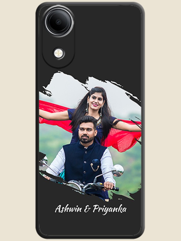 Grunge Brush Strokes on Photo On Space Black Custom Soft Matte Mobile Back Cover - Vivo T5e 4G