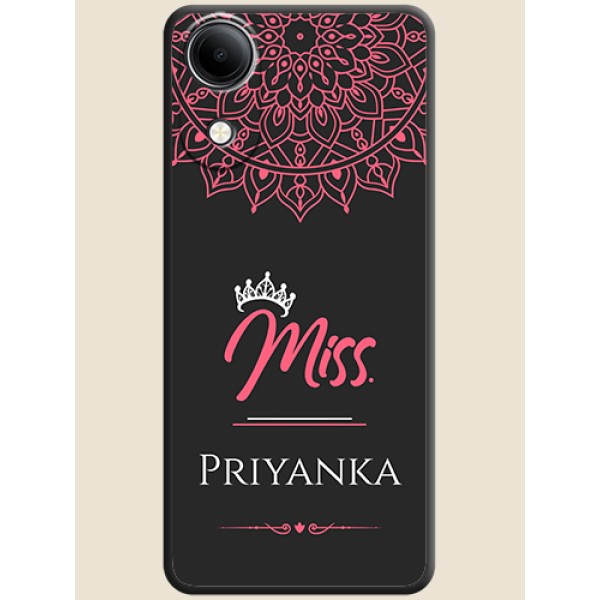 Mrs Name with Floral Design On Space Black Custom Soft Matte Mobile Back Cover - Vivo T5e 4G Mrs Name with Floral Design On Space Black Custom Soft Matte Mobile Back Cover - Vivo T5e 4G