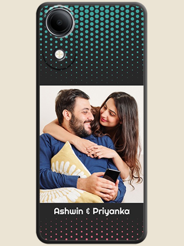 Faded Dots with Grunge Photo Frame and Text On Space Black Custom Soft Matte Mobile Back Cover - Vivo T5e 4G