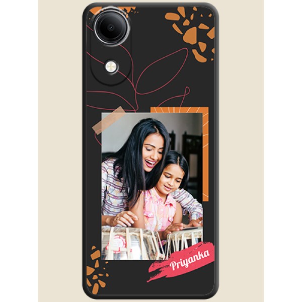 Orange Photo Frame On Space Black Custom Soft Matte Mobile Back Cover - Vivo T5e 4G Orange Photo Frame On Space Black Custom Soft Matte Mobile Back Cover - Vivo T5e 4G