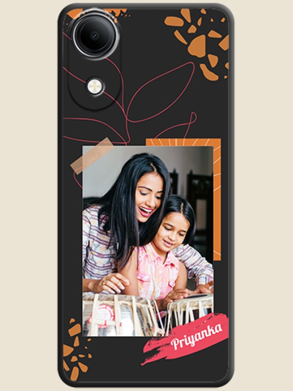 Orange Photo Frame On Space Black Custom Soft Matte Mobile Back Cover - Vivo T5e 4G