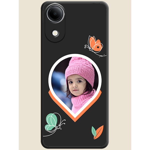 Upload Pic With Simple Butterly Design On Space Black Custom Soft Matte Mobile Back Cover - Vivo T5e 4G Upload Pic With Simple Butterly Design On Space Black Custom Soft Matte Mobile Back Cover - Vivo T5e 4G