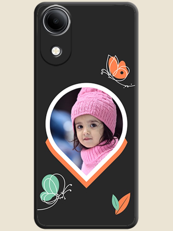 Upload Pic With Simple Butterly Design On Space Black Custom Soft Matte Mobile Back Cover - Vivo T5e 4G