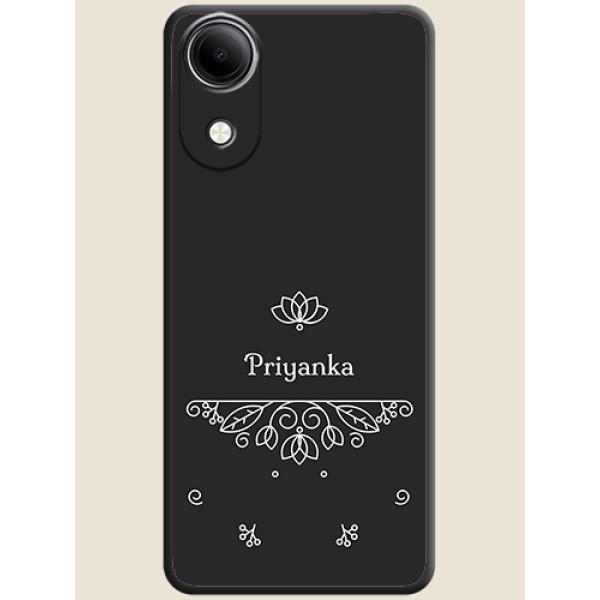 Lotus Garden Custom Text On Space Black Custom Soft Matte Mobile Back Cover - Vivo T5e 4G Lotus Garden Custom Text On Space Black Custom Soft Matte Mobile Back Cover - Vivo T5e 4G