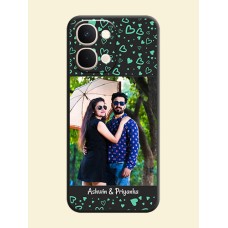 Sea Green Indefinite Love Pattern on Photo On Space Black Custom Soft Matte Mobile Back Cover - Vivo T5X 5G