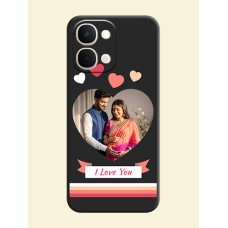 Love Shaped Photo with Colorful Stripes On Space Black Custom Soft Matte Mobile Back Cover - Vivo T5X 5G