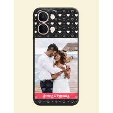 White Color Love Symbols with Text Design on Photo On Space Black Custom Soft Matte Mobile Back Cover - Vivo T5X 5G