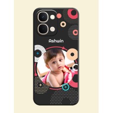 Multicoloured Round Image On Space Black Custom Soft Matte Mobile Back Cover - Vivo T5X 5G