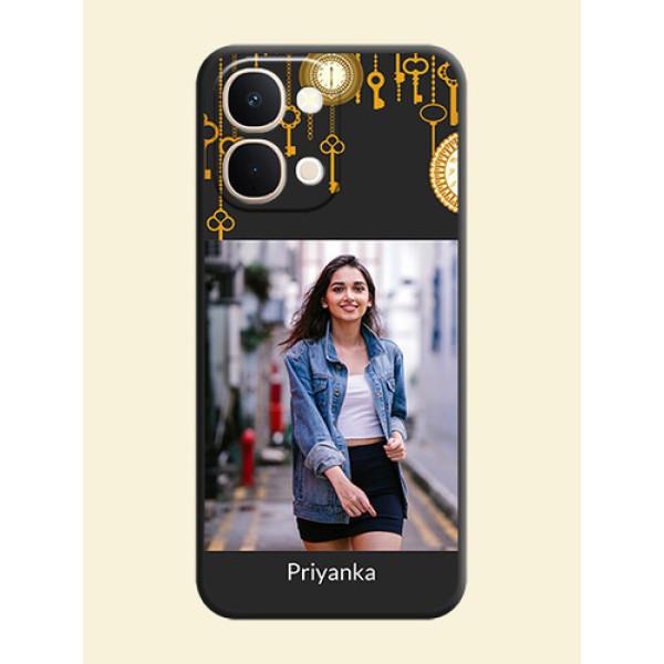 Decorative Design with Text On Space Black Custom Soft Matte Mobile Back Cover - Vivo T5X 5G
