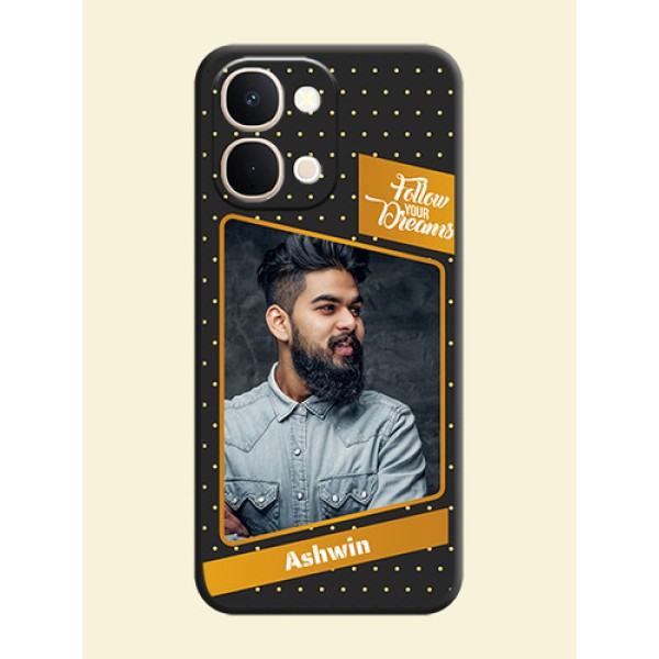 Follow Your Dreams with White Dots On Space Black Custom Soft Matte Mobile Back Cover - Vivo T5X 5G