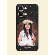 Multicolor Dotted Pattern with Text On Space Black Custom Soft Matte Mobile Back Cover - Vivo T5X 5G