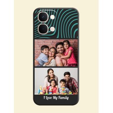Wave Pattern with 2 Image Holder On Space Black Custom Soft Matte Mobile Back Cover - Vivo T5X 5G