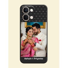 Line Pattern Design with Text On Space Black Custom Soft Matte Mobile Back Cover - Vivo T5X 5G