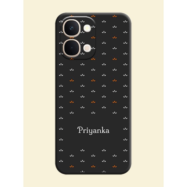 Simple Pattern With Custom Text On Space Black Custom Soft Matte Mobile Back Cover - Vivo T5X 5G Simple Pattern With Custom Text On Space Black Custom Soft Matte Mobile Back Cover - Vivo T5X 5G