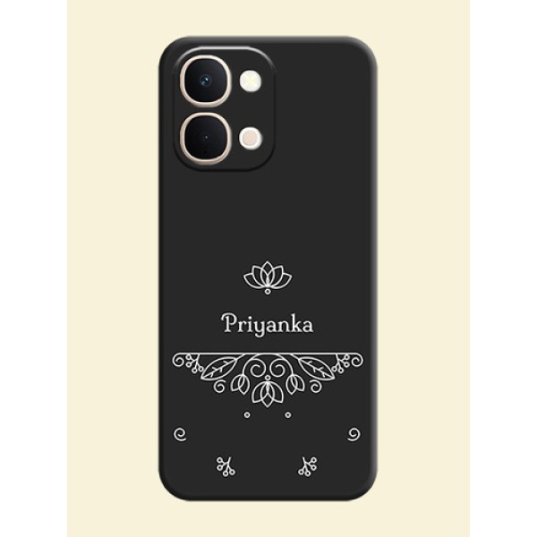 Lotus Garden Custom Text On Space Black Custom Soft Matte Mobile Back Cover - Vivo T5X 5G Lotus Garden Custom Text On Space Black Custom Soft Matte Mobile Back Cover - Vivo T5X 5G