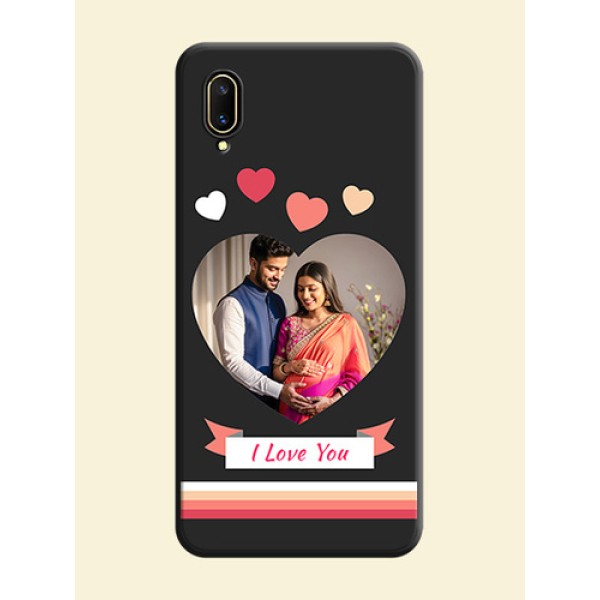 Love Shaped Photo with Colorful Stripes on Personalised Space Black Soft Matte Cases - Vivo V11 Pro Love Shaped Photo with Colorful Stripes on Personalised Space Black Soft Matte Cases - Vivo V11 Pro