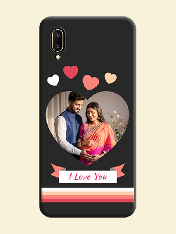 Love Shaped Photo with Colorful Stripes on Personalised Space Black Soft Matte Cases - Vivo V11 Pro
