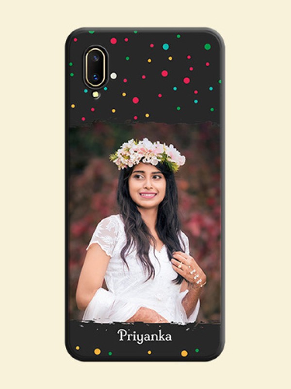 Multicolor Dotted Pattern with Text on Space Black Custom Soft Matte Phone Back Cover - Vivo V11 Pro