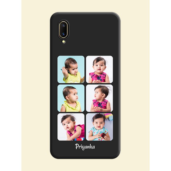 Floral Art with 6 Image Holder on Photo on Space Black Soft Matte Mobile Case - Vivo V11 Pro
