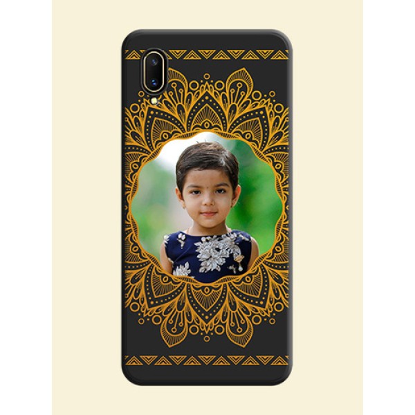 Round Image with Floral Design on Photo on Space Black Soft Matte Mobile Cover - Vivo V11 Pro Round Image with Floral Design on Photo on Space Black Soft Matte Mobile Cover - Vivo V11 Pro