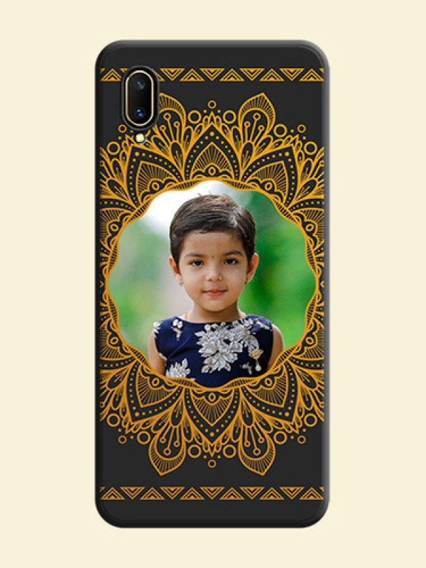 Round Image with Floral Design on Photo on Space Black Soft Matte Mobile Cover - Vivo V11 Pro