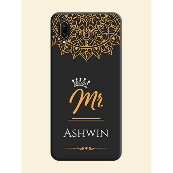 Mr Name with Floral Design on Personalised Space Black Soft Matte Cases - Vivo V11 Pro Mr Name with Floral Design on Personalised Space Black Soft Matte Cases - Vivo V11 Pro