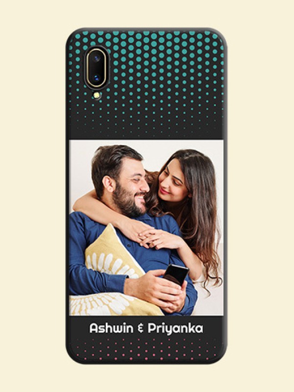 Faded Dots with Grunge Photo Frame and Text on Space Black Custom Soft Matte Phone Cases - Vivo V11 Pro