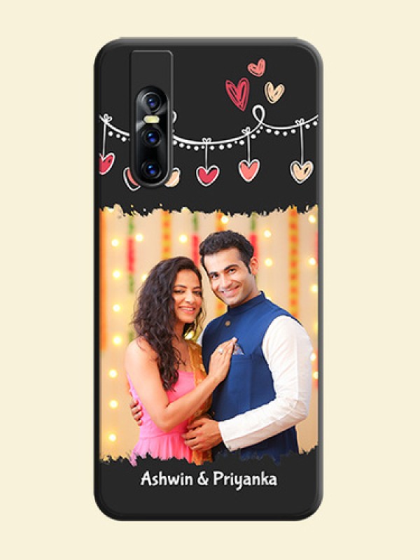 Pink Love Hangings with Name on Space Black Custom Soft Matte Phone Cases - Vivo V15 Pro