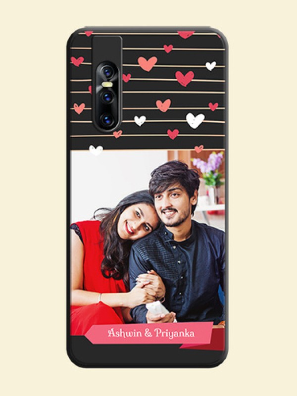 Love Pattern with Name on Pink Ribbon  - Photo on Space Black Soft Matte Back Cover - Vivo V15 Pro