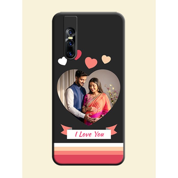 Love Shaped Photo with Colorful Stripes on Personalised Space Black Soft Matte Cases - Vivo V15 Pro Love Shaped Photo with Colorful Stripes on Personalised Space Black Soft Matte Cases - Vivo V15 Pro