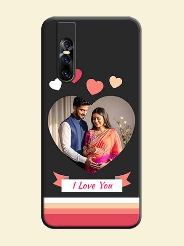 Love Shaped Photo with Colorful Stripes on Personalised Space Black Soft Matte Cases - Vivo V15 Pro