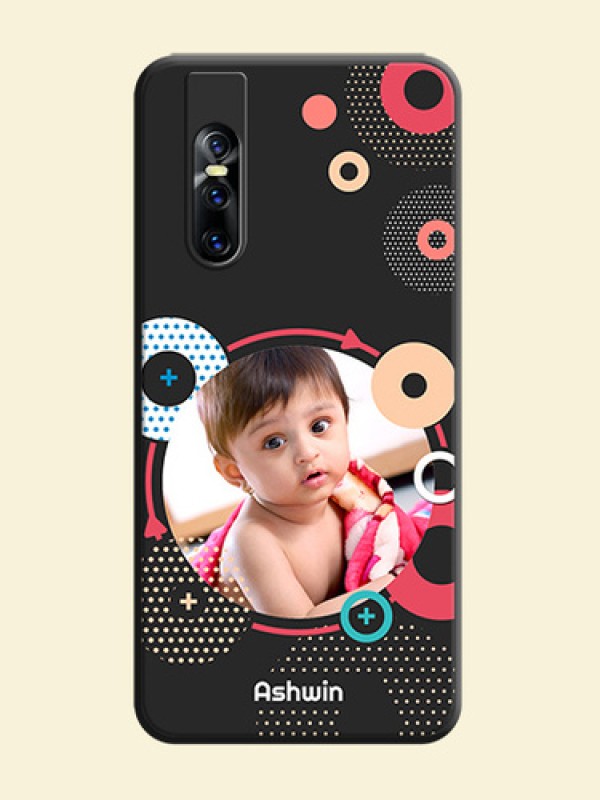 Multicoloured Round Image on Personalised Space Black Soft Matte Cases - Vivo V15 Pro