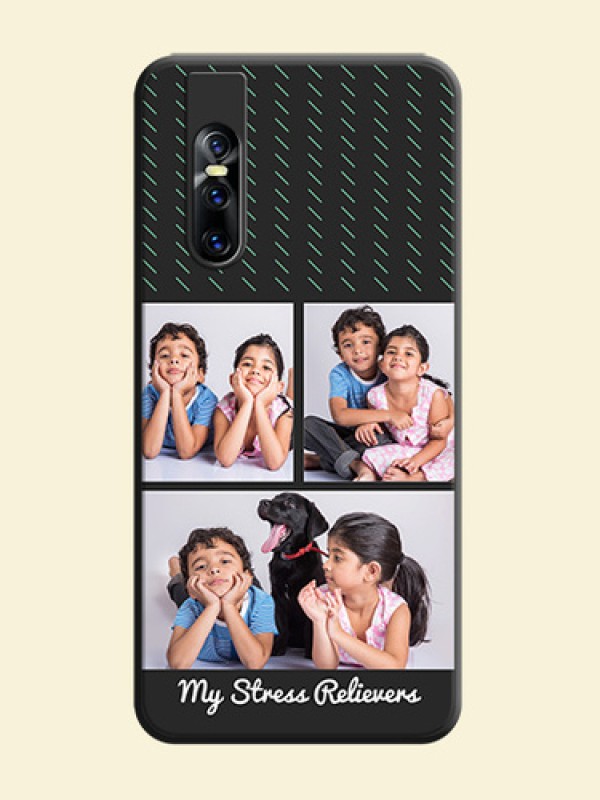 Cross Dotted Pattern with 2 Image Holder  on Personalised Space Black Soft Matte Cases - Vivo V15 Pro