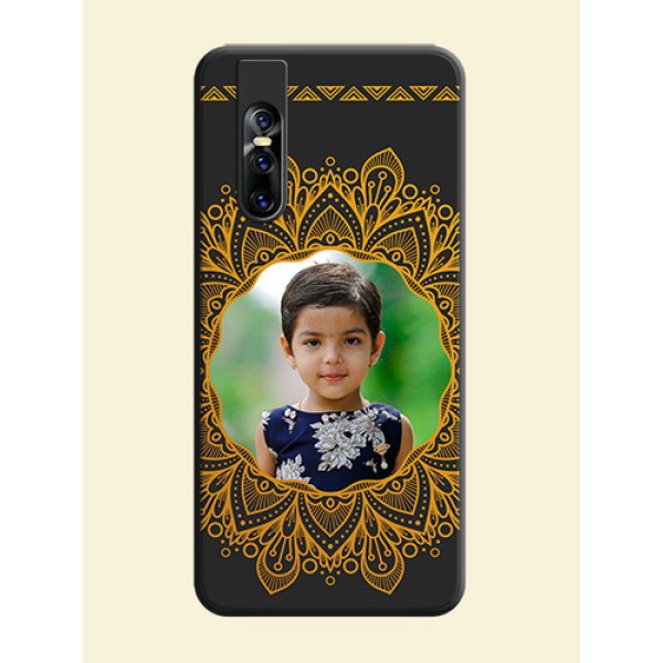 Round Image with Floral Design - Photo on Space Black Soft Matte Mobile Cover - Vivo V15 Pro Round Image with Floral Design - Photo on Space Black Soft Matte Mobile Cover - Vivo V15 Pro
