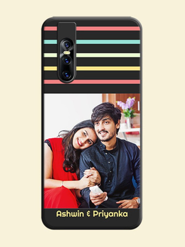 Color Stripes with Photo and Text - Photo on Space Black Soft Matte Mobile Case - Vivo V15 Pro