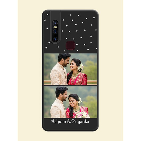 Miniature Love Symbols with Name on Space Black Custom Soft Matte Back Cover - Vivo V15 Miniature Love Symbols with Name on Space Black Custom Soft Matte Back Cover - Vivo V15