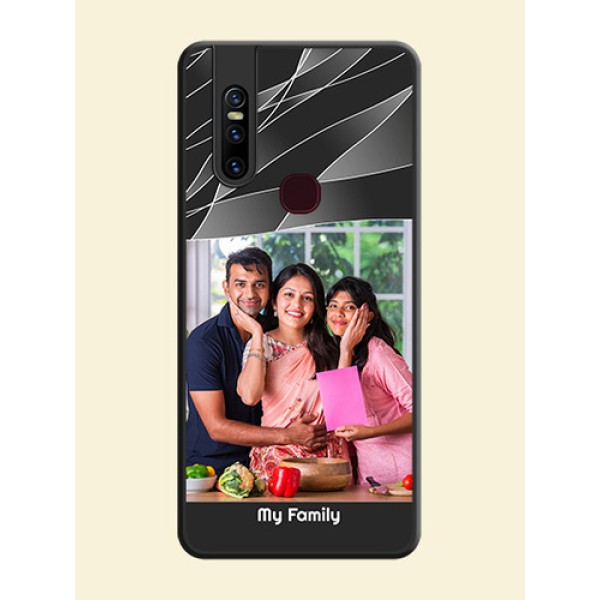 Mixed Wave Lines on Photo on Space Black Soft Matte Mobile Cover - Vivo V15 Mixed Wave Lines on Photo on Space Black Soft Matte Mobile Cover - Vivo V15