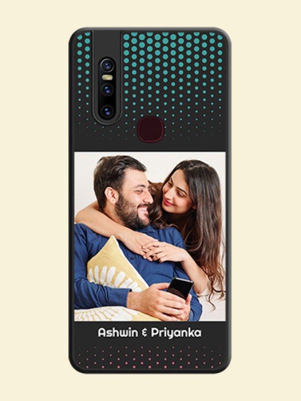 Faded Dots with Grunge Photo Frame and Text on Space Black Custom Soft Matte Phone Cases - Vivo V15