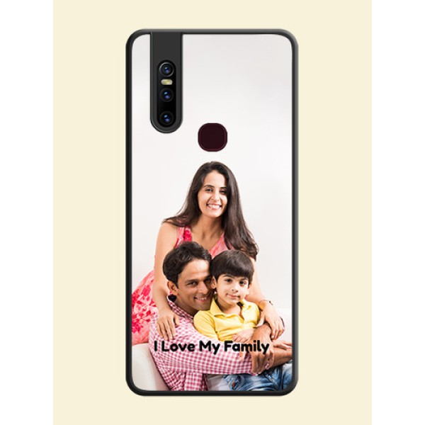 Full Single Pic Upload With Text On Space Black Personalized Soft Matte Phone Covers -Vivo V15 Full Single Pic Upload With Text On Space Black Personalized Soft Matte Phone Covers -Vivo V15