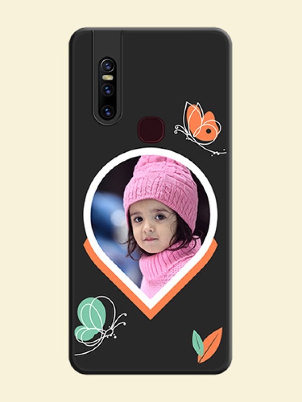 Upload Pic With Simple Butterly Design On Space Black Personalized Soft Matte Phone Covers -Vivo V15