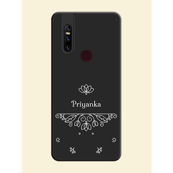 Lotus Garden Custom Text On Space Black Personalized Soft Matte Phone Covers -Vivo V15 Lotus Garden Custom Text On Space Black Personalized Soft Matte Phone Covers -Vivo V15