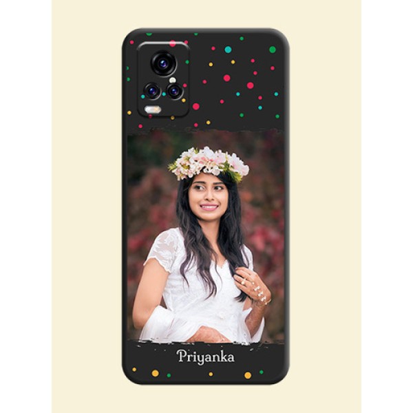 Multicolor Dotted Pattern with Text on Space Black Custom Soft Matte Phone Back Cover - Vivo V20 Pro 5G Multicolor Dotted Pattern with Text on Space Black Custom Soft Matte Phone Back Cover - Vivo V20 Pro 5G