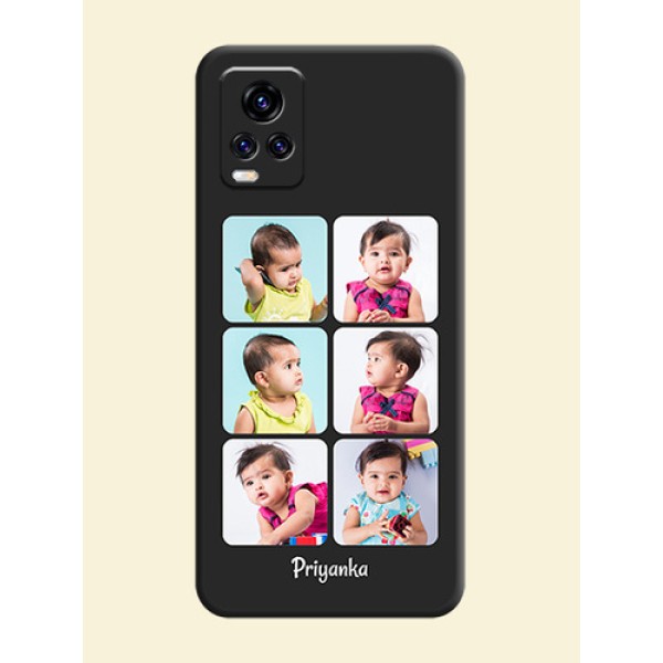 Floral Art with 6 Image Holder on Photo on Space Black Soft Matte Mobile Case - Vivo V20 Pro 5G