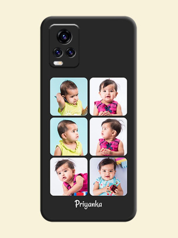 Floral Art with 6 Image Holder on Photo on Space Black Soft Matte Mobile Case - Vivo V20 Pro 5G