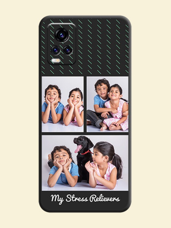 Cross Dotted Pattern with 2 Image Holder  on Personalised Space Black Soft Matte Cases - Vivo V20 Pro 5G