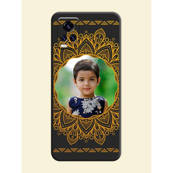 Round Image with Floral Design on Photo on Space Black Soft Matte Mobile Cover - Vivo V20 Pro 5G Round Image with Floral Design on Photo on Space Black Soft Matte Mobile Cover - Vivo V20 Pro 5G