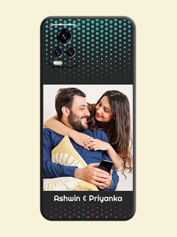 Faded Dots with Grunge Photo Frame and Text on Space Black Custom Soft Matte Phone Cases - Vivo V20 Pro 5G