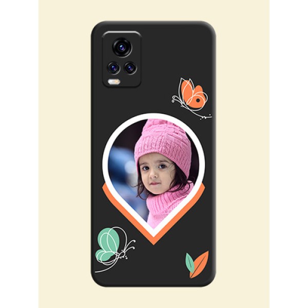 Upload Pic With Simple Butterly Design On Space Black Personalized Soft Matte Phone Covers -Vivo V20 Pro Upload Pic With Simple Butterly Design On Space Black Personalized Soft Matte Phone Covers -Vivo V20 Pro