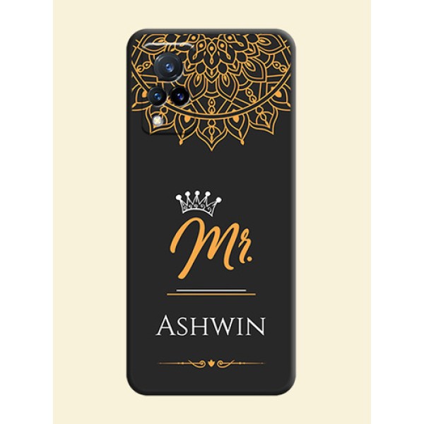 Mr Name with Floral Design on Personalised Space Black Soft Matte Cases - Vivo V21 5G Mr Name with Floral Design on Personalised Space Black Soft Matte Cases - Vivo V21 5G