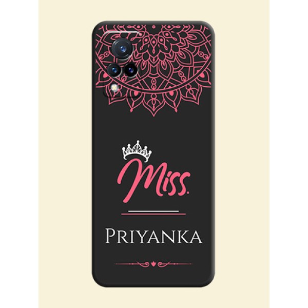 Mrs Name with Floral Design on Space Black Personalized Soft Matte Phone Covers - Vivo V21 5G Mrs Name with Floral Design on Space Black Personalized Soft Matte Phone Covers - Vivo V21 5G
